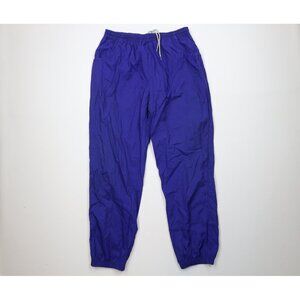 Vintage 90s Reebok Mens XL Faded Spell Out Windbreaker Joggers Pants Blue Nylon